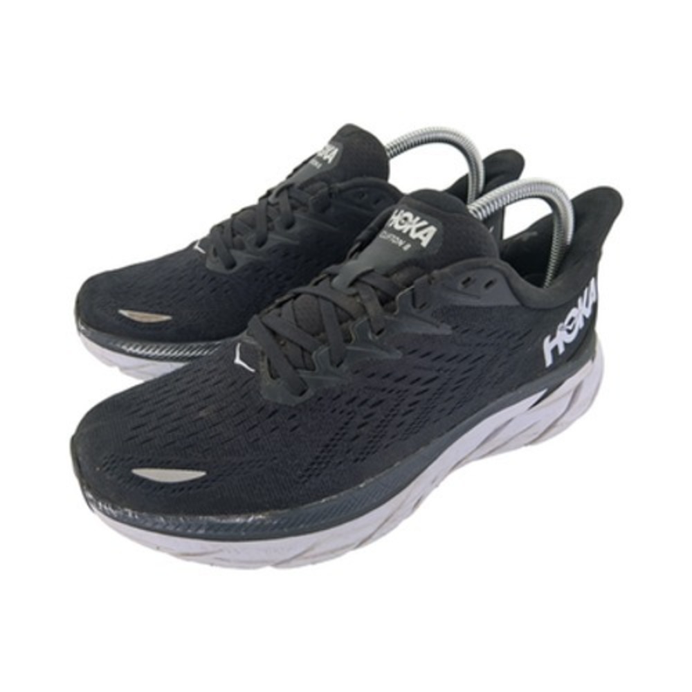 Hoka One One Clifton 8 Shoes Womens Size 8.5 Black Running Sneakers 1119394-BWHT